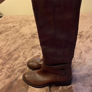 Brown leather knee high boots